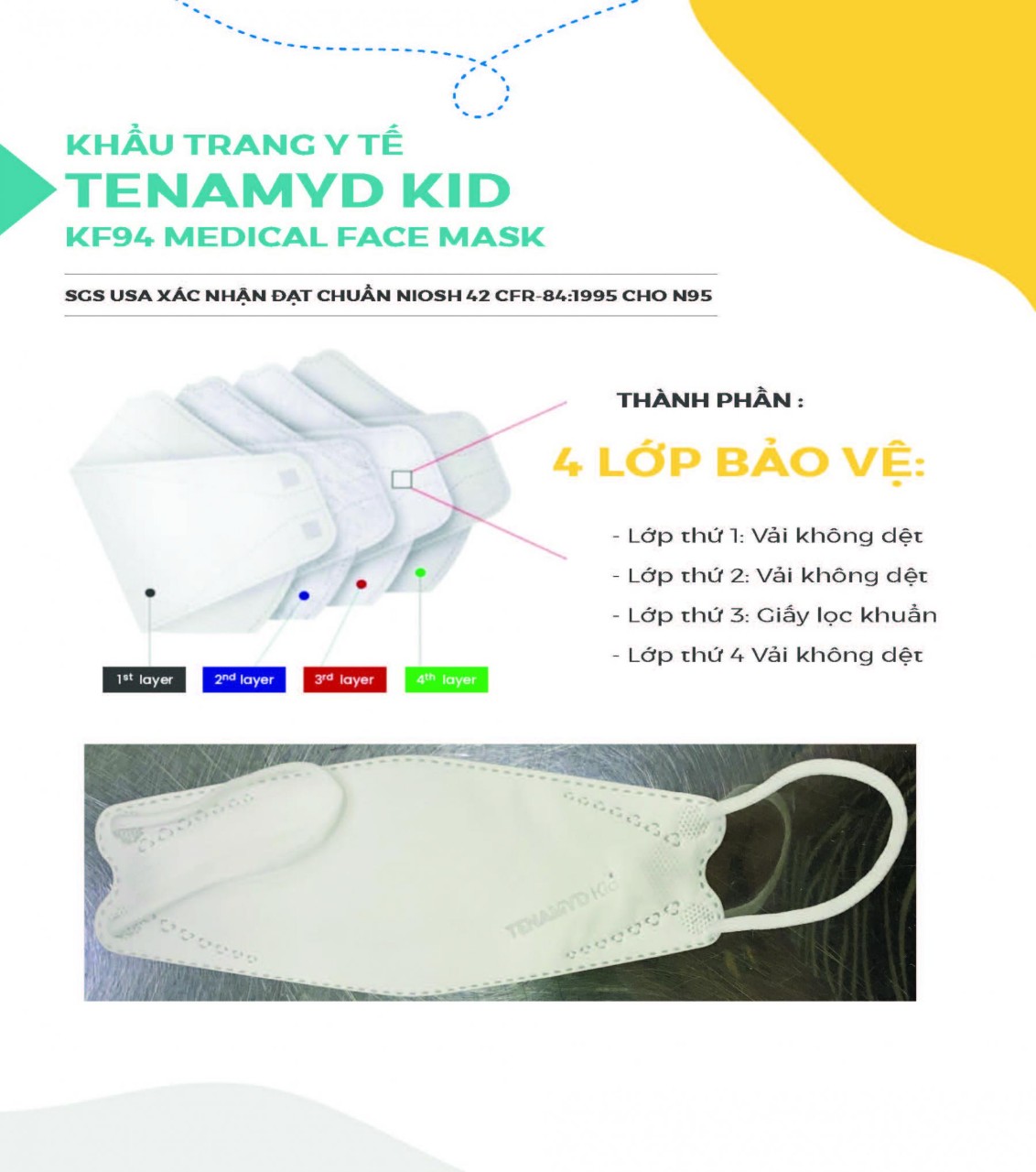 Khẩu trang y tế Tenamyd KID Model-YCKKF01 