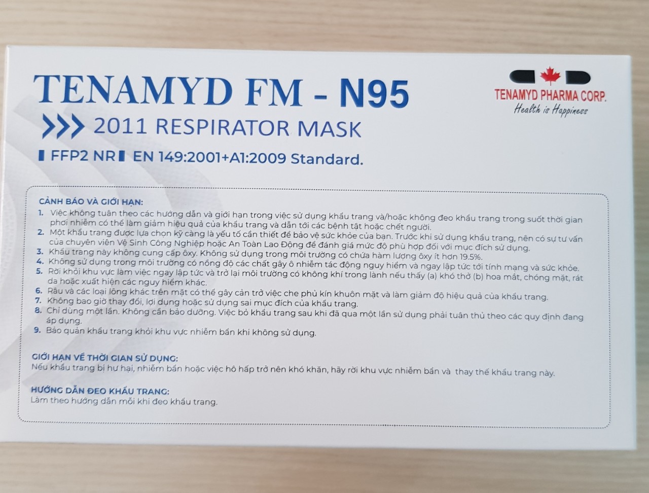 Khẩu trang y tế Tenamyd FM - N95 2011 Model - YCTFM02