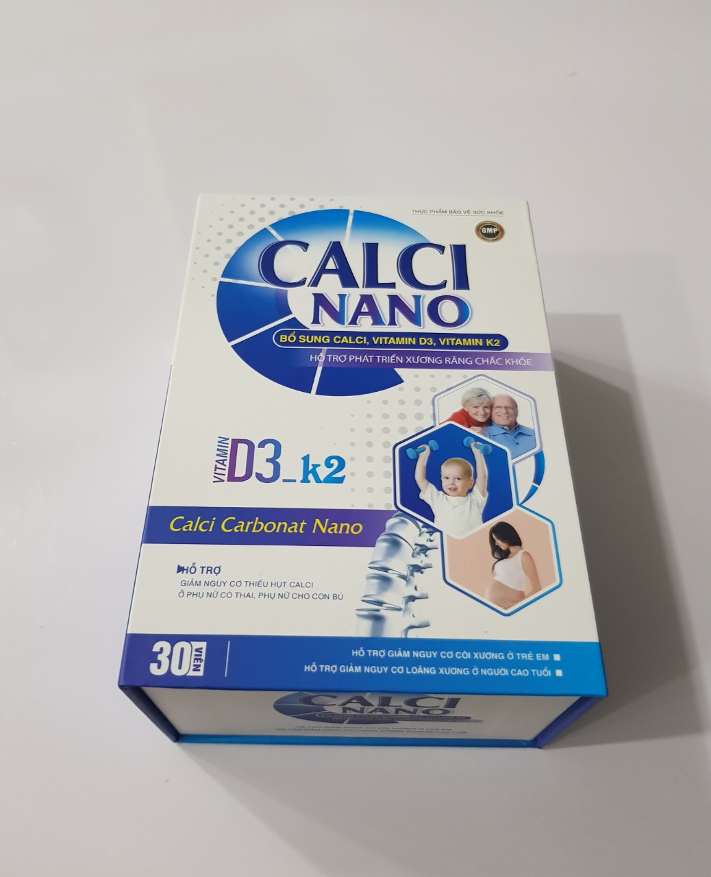Viên Calci nano: Bổ sung calci, vitamin D3, vitamin K2, hỗ trợ phát triển xương răng chắc khoẻ.