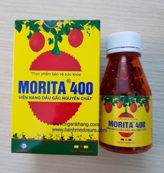 Viên dầu gấc Morita 400 hỗ trợ giảm lão hóa mắt, chống oxy hóa mắt, khô mắt, thực phẩm bảo vệ sức khỏe.