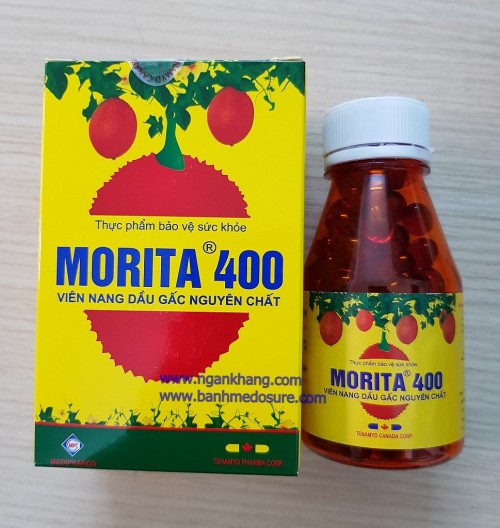 Viên dầu gấc Morita 400 hỗ trợ giảm lão hóa mắt, chống oxy hóa mắt, khô mắt, thực phẩm bảo vệ sức khỏe.