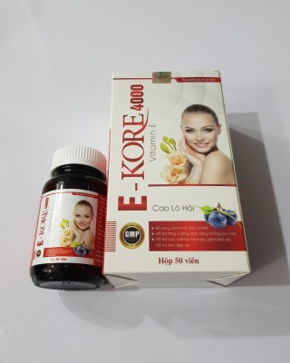 Viên Vitamin E-Kore 4000: Bổ sung vitamin E, hỗ trợ làm đẹp da,giảm khô da,hạn chế lão hoá da.